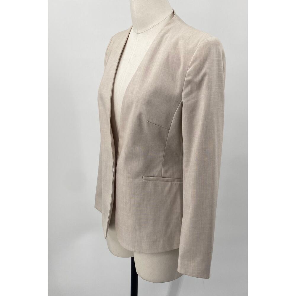 Zara Basic Blazer Single Button Collarless Woven … - image 4